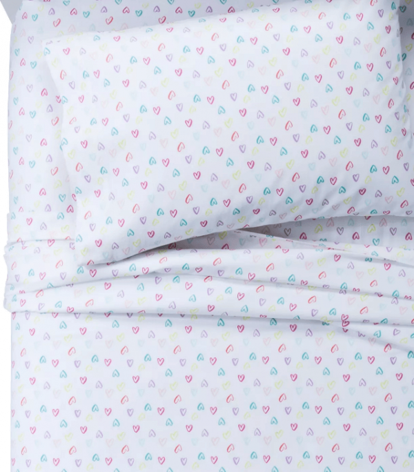 Colored Hearts 100% Cotton Twin sheets