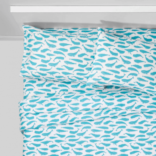 Whales 100% Cotton Twin sheets