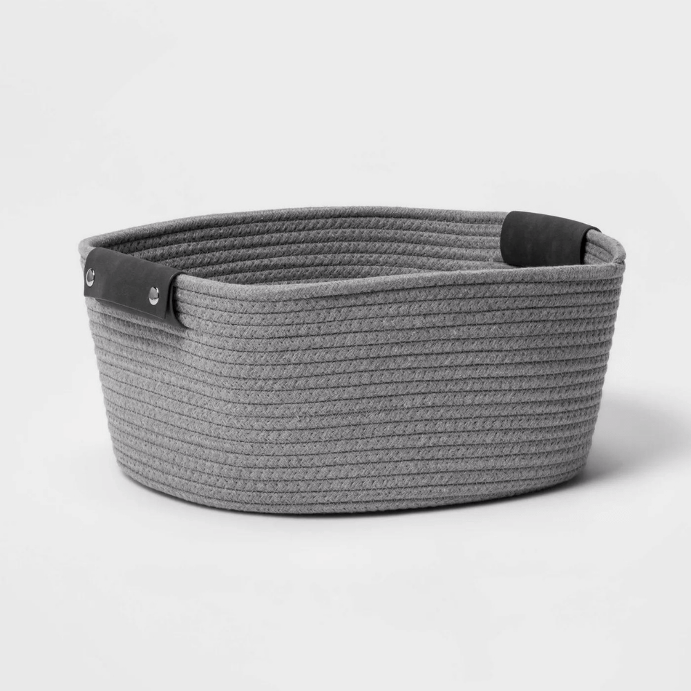 Half coiled rope basket gray